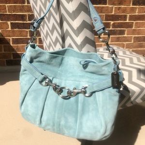 Coach Light Blue Suede Purse